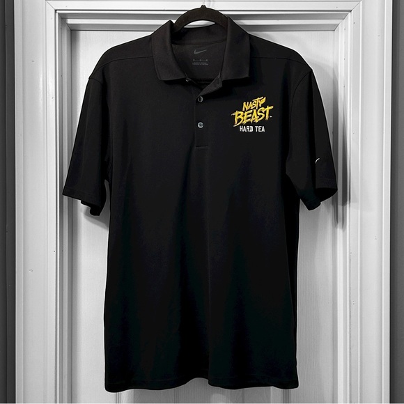 Nike Dri-Fit Vertical Mesh Polo with Nasty Beast Hard Tea Embroidery Logo - Picture 1 of 7